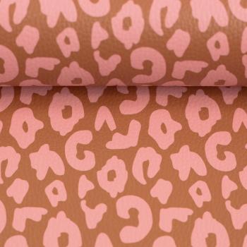 Preview: 50x70cm Zuschnitt Kunstleder Happy Collection Leo Terracotta/Lachs by Cherry Picking von Swafing